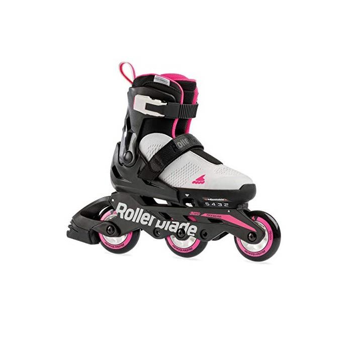 ROLLERBLADE 롤러블레이드 MICROBLADE 무료 3WD 어린이 크기 조절 가능한 인라인 스케이트, 회색 및 캔디 핑크