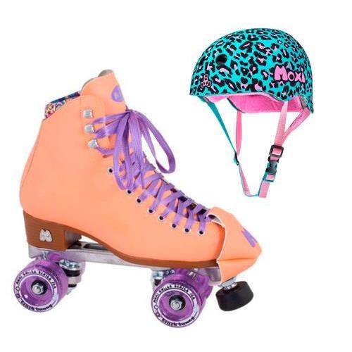스케이트전문샵 보드매니아 MOXI 목시 COMBO SET 세트 - BEACH BUNNY 롤러 스케이트 (PEACH BLANKET ) & 헬멧 헬멧 (LEO)