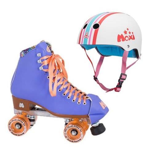 스케이트전문샵 보드매니아 MOXI 목시 COMBO SET 세트 - BEACH BUNNY 롤러 스케이트 (PERIWINKLE SUNSET) & 헬멧 헬멧 (STRIPEY)