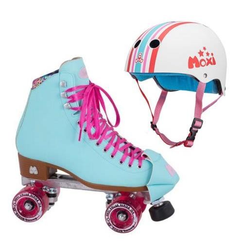 스케이트전문샵 보드매니아 MOXI 목시 COMBO SET 세트 - BEACH BUNNY 롤러 스케이트 (블루 SKY) & 헬멧 헬멧 (STRIPEY)