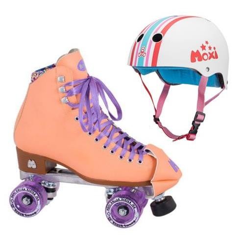 스케이트전문샵 보드매니아 MOXI 목시 COMBO SET 세트 - BEACH BUNNY 롤러 스케이트 (PEACH BLANKET ) & 헬멧 헬멧 (STRIPEY)
