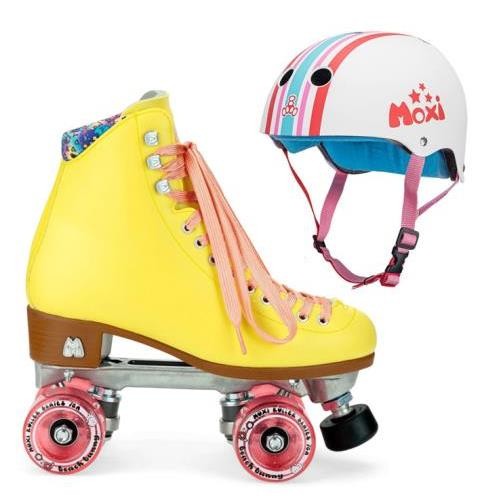 스케이트전문샵 보드매니아 MOXI 목시 COMBO SET 세트 - BEACH BUNNY 롤러 스케이트 (스트로우BERRY LEMONADE) & 헬멧 헬멧 (STRIPEY)