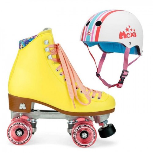 스케이트전문샵 보드매니아 MOXI 목시 COMBO SET 세트 - BEACH BUNNY 롤러 스케이트 (스트로우BERRY LEMONADE) & 헬멧 헬멧 (STRIPEY)