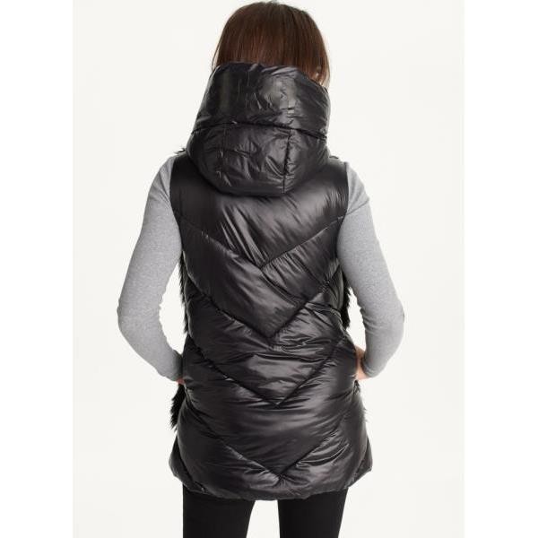 DKNY 후드 PUFFER VEST 베스트 조끼 WITH FAUX FUR FRONT