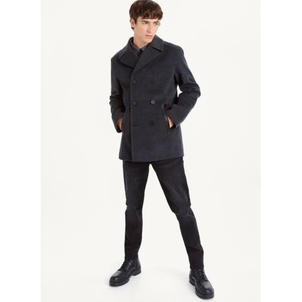 DKNY PEACOAT 코트 WITH FAUX 레더 TRIM