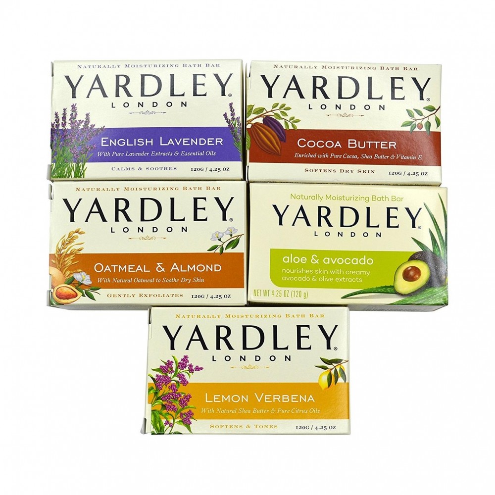 YARDLEY 런던 비누 목욕 바 번들 - 10개: 잉글리시 라벤더 오트밀과 아몬드 알로에와 아보카도 코코아 버터 레몬 버베나 4.25온스(10개 팩 각 2개) B0779BY2S1