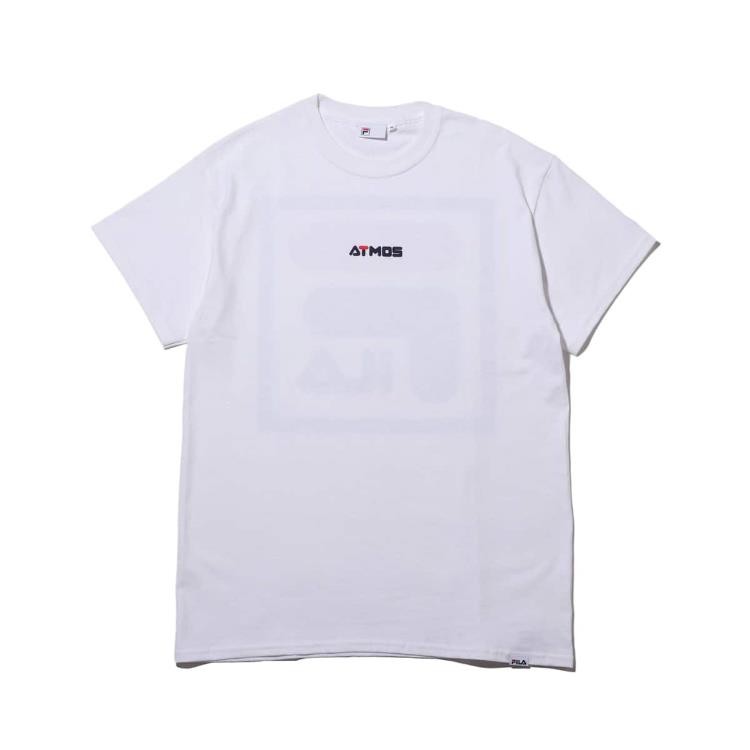 FILA X ATMOS SQUARE BIG 로고 티셔츠 화이트 fm9524-01