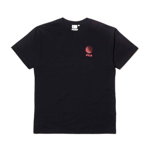 FILA X HELLRAZOR 로고 티 셔츠 티셔츠 블랙 21SS-I fs3011-08