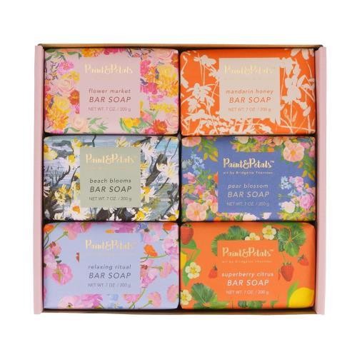 PAINT & PETALS Scented Bar Soap Set 세트 with 6 Different Scents and 2 Gift 선물 Bags 7 Ounces Each