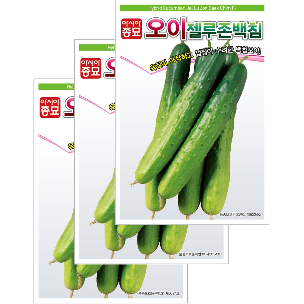 아시아종묘 채소씨앗 -  오이씨앗 젤루존백침(30립x3)