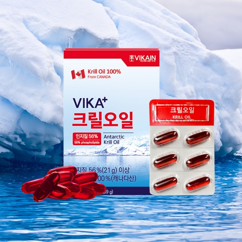 프리미엄 VIKA 남극 크릴오일 인지질 56% 30캡슐 (인지질56%이상,아스타잔틴 다량함유, 1개월분)